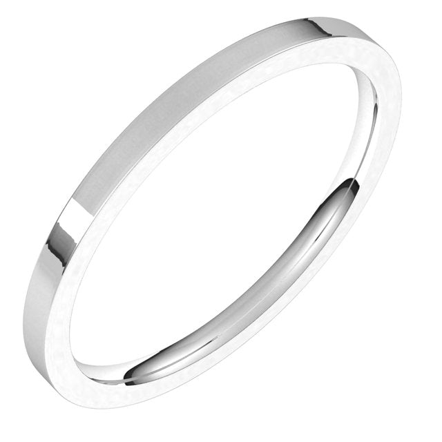 14K White Gold Flat Comfort Fit Light Wedding Band, 1.5 mm Wide