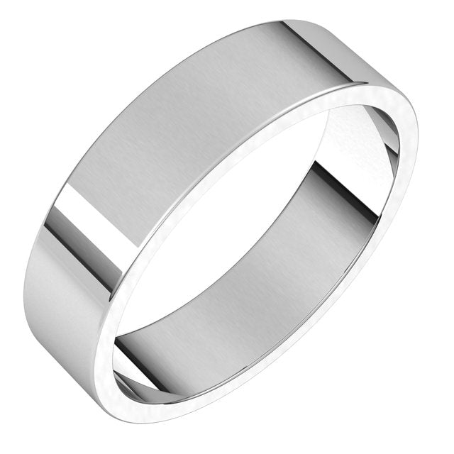 Sterling Silver Flat Wedding Band, 5 mm Wide –