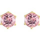 14K Gold Natural 6 mm Pink Morganite Stud Earrings