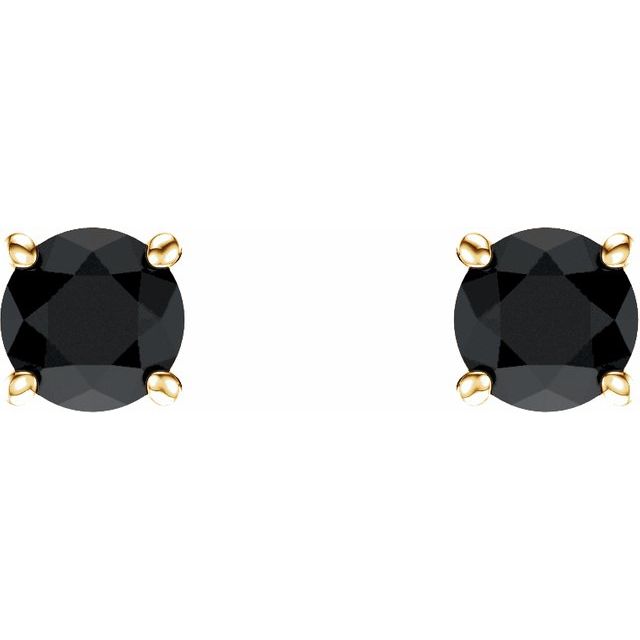 14K Gold 5 mm Natural Onyx Stud Earrings