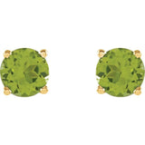 14K Gold 5 mm Natural Peridot Stud Earrings