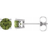 14K Gold 5 mm Natural Peridot Stud Earrings