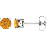 14K Gold 5 mm Natural Citrine Stud Earrings