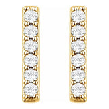 14K Yellow Gold 1/10 CTW Diamond Bar Earrings