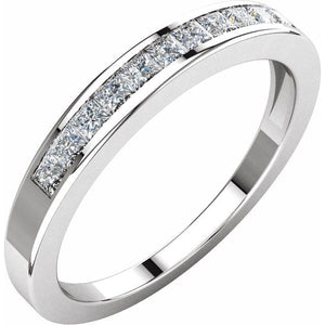 14K White Gold 1/3 CTW Square Diamond Anniversary Band