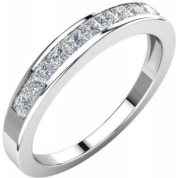 14K White Gold 1/2 CTW Square Diamond Anniversary Band