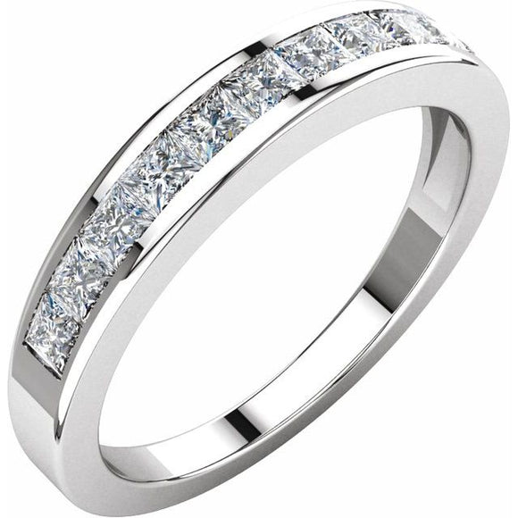 14K White Gold 3/4 CTW Square Diamond Anniversary Band