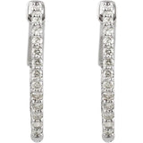 19 mm 1/2 CTW Natural Diamond Inside-Outside Hinged Hoop Earrings