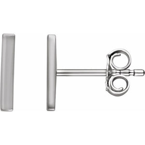 14K White Gold Vertical Bar Drop Earrings