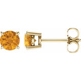 14K Gold 5 mm Natural Citrine Stud Earrings