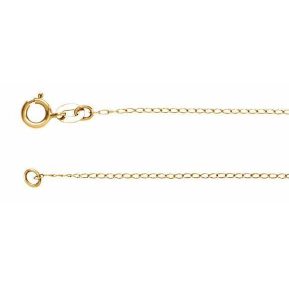 14K Yellow Gold 1 mm Solid Baby Curb Chain