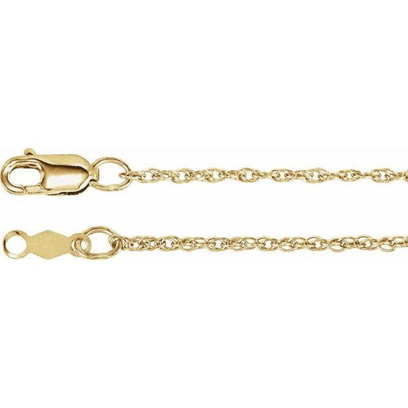 14K Yellow Gold 1.25 mm Rope Chain