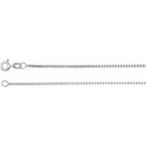 Rhodium Plated Sterling Silver 1.3 mm Diamond Cut Box Chain