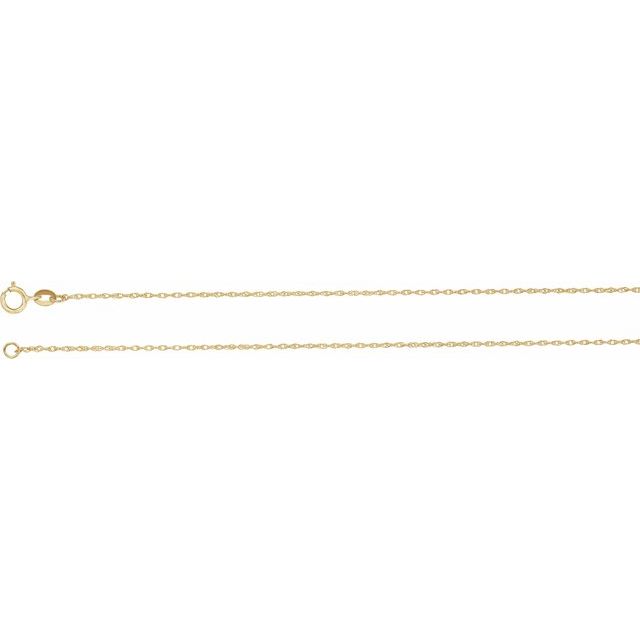 14K Yellow Gold 1 mm Solid Rope Chain