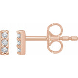 14K Rose Gold .05 CTW Diamond Bar Earrings