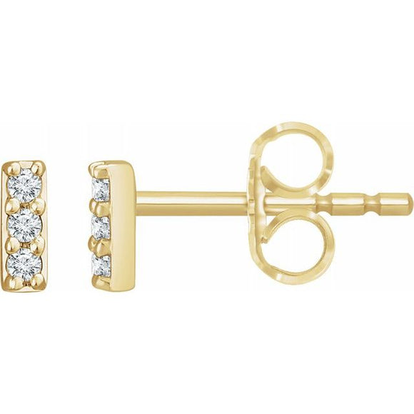 14K Yellow Gold .05 CTW Diamond Bar Earrings