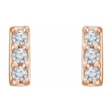 14K Rose Gold .05 CTW Diamond Bar Earrings