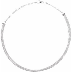 14K White Gold 5-Strand Bead Chain 13-16" Choker