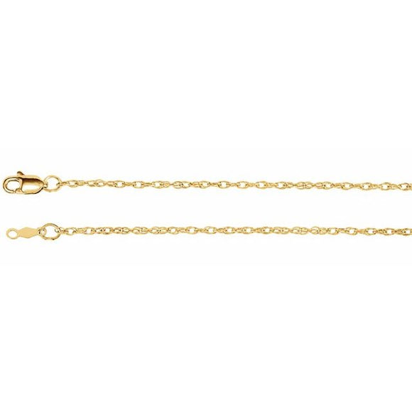 10K Yellow Gold 1.5 mm Solid Rope Chain