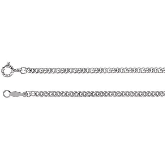 Sterling Silver 2.25 mm Solid Curb Link Chain