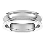 10K White Gold Milgrain Concave with Edge Wedding Band, 5 mm Wide