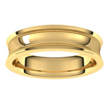 18K Yellow Gold Milgrain Concave with Edge Wedding Band, 5 mm Wide