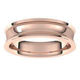 18K Rose Gold Milgrain Concave with Edge Wedding Band, 5 mm Wide