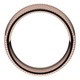 10K Rose Gold Beaded Comfort Fit Wedding Band, 8 mm Wide