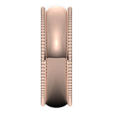 14K Rose Gold Beaded Comfort Fit Wedding Band, 6 mm Wide