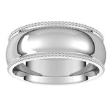 18K White Gold Beaded Comfort Fit Wedding Band, 7 mm Wide