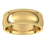 18K Yellow Gold Beaded Comfort Fit Wedding Band, 7 mm Wide