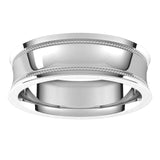 10K White Gold Milgrain Concave with Edge Wedding Band, 6 mm Wide