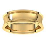 14K Yellow Gold Milgrain Concave with Edge Wedding Band, 6 mm Wide