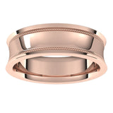 18K Rose Gold Milgrain Concave with Edge Wedding Band, 6 mm Wide