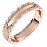 14K Rose Gold Beaded Comfort Fit Wedding Band, 4 mm Wide