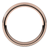 14K Rose Gold Beaded Comfort Fit Wedding Band, 4 mm Wide