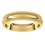 18K Yellow Gold Beaded Comfort Fit Wedding Band, 4 mm Wide