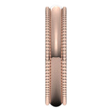 14K Rose Gold Beaded Comfort Fit Wedding Band, 4 mm Wide