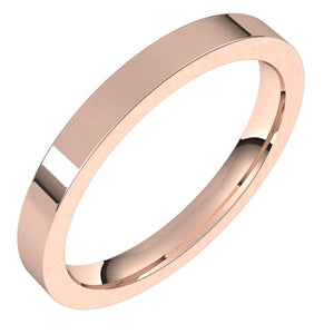 18K Rose Gold Flat Comfort Fit Wedding Band, 2.5 mm Wide