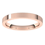 18K Rose Gold Flat Comfort Fit Wedding Band, 2.5 mm Wide