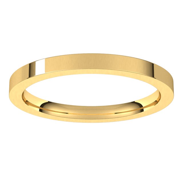 10K Yellow Gold Flat Comfort Fit Wedding Band, 2 mm Wide