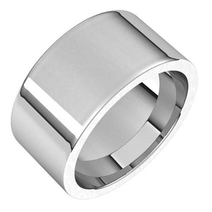 Platinum Flat Comfort Fit Wedding Band, 10 mm Wide