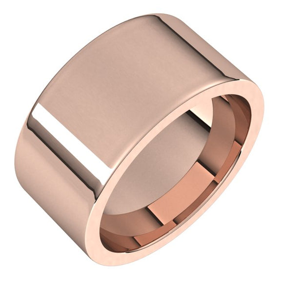 10K Rose Gold Flat Comfort Fit Wedding Band, 10 mm Wide