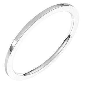 Platinum Flat Comfort Fit Light Wedding Band, 1 mm Wide