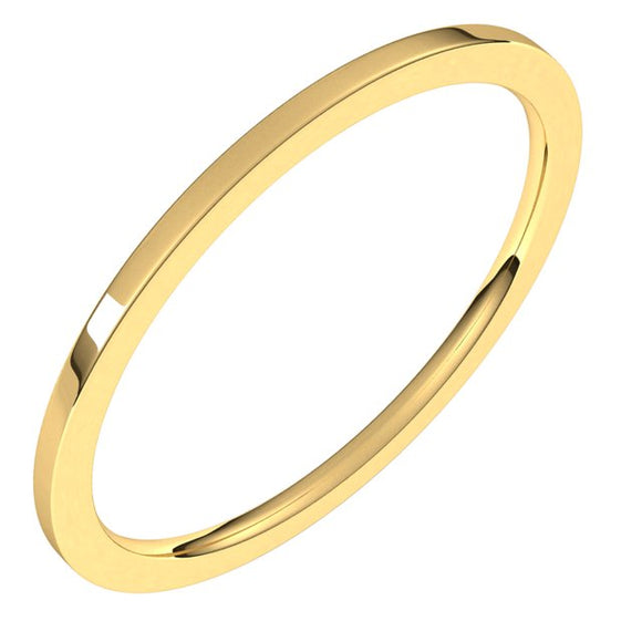 10K Yellow Gold Flat Comfort Fit Light Wedding Band, 1 mm Wide