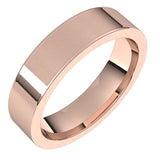 10K Rose Gold Flat Comfort Fit Wedding Band, 5 mm Wide