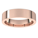 10K Rose Gold Flat Comfort Fit Wedding Band, 5 mm Wide