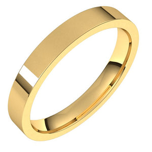 10K Yellow Gold Flat Comfort Fit Light Wedding Band, 3 mm Wide