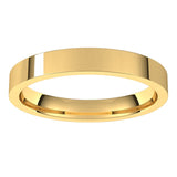 10K Yellow Gold Flat Comfort Fit Light Wedding Band, 3 mm Wide