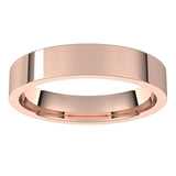 10K Rose Gold Flat Comfort Fit Light Wedding Band, 4 mm Wide